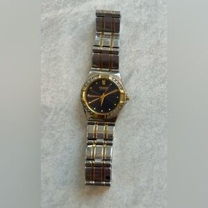 Citizen Two-Tone Gold & Silver Dress Watch with Black Dial